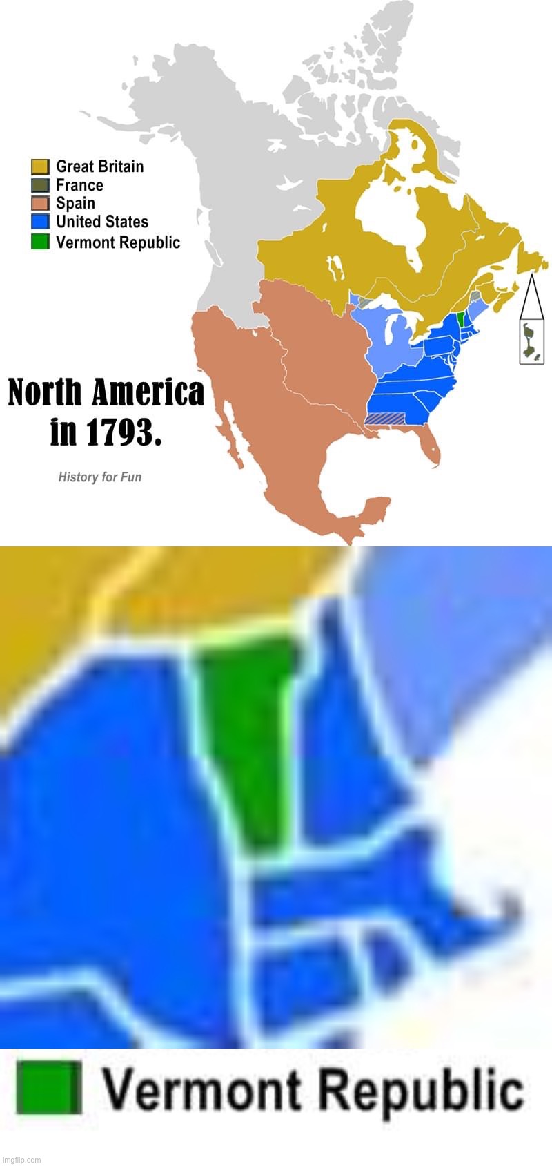 Ah yes, the Vermont Republic | image tagged in north america in 1793,ah,yes,the,vermont,republic | made w/ Imgflip meme maker