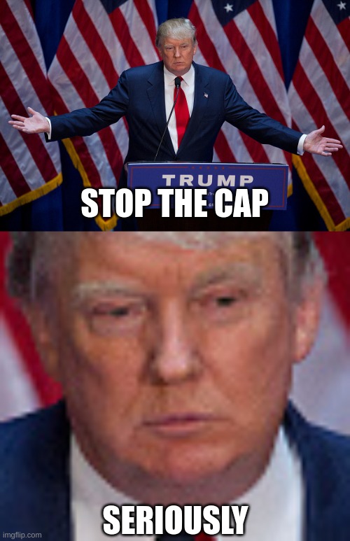SERIOUSLY STOP THE CAP | image tagged in donald trump | made w/ Imgflip meme maker