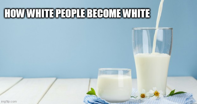 Milk | HOW WHITE PEOPLE BECOME WHITE | image tagged in milk | made w/ Imgflip meme maker