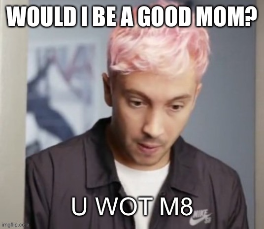 Tyler Joseph u wot m8 | WOULD I BE A GOOD MOM? | image tagged in tyler joseph u wot m8 | made w/ Imgflip meme maker