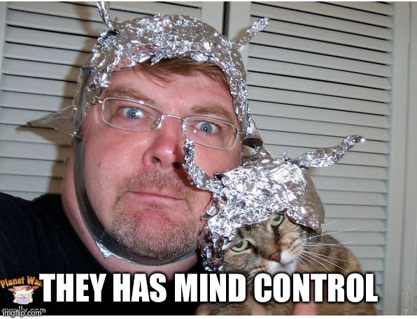 Tinfoil | THEY HAS MIND CONTROL | image tagged in tinfoil | made w/ Imgflip meme maker