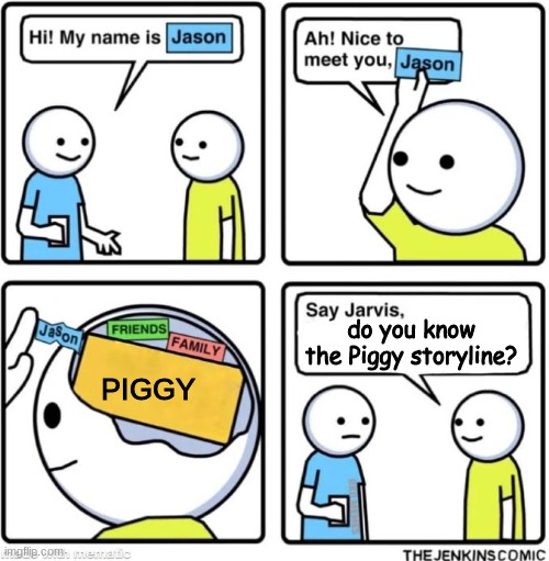 Say Jarvis | do you know the Piggy storyline? PIGGY | image tagged in say jarvis | made w/ Imgflip meme maker