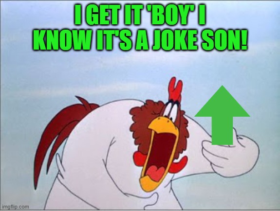 foghorn | I GET IT 'BOY' I KNOW IT'S A JOKE SON! | image tagged in foghorn | made w/ Imgflip meme maker