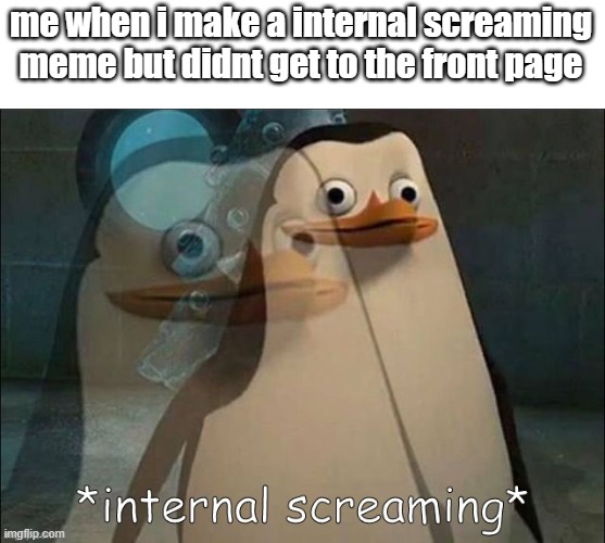 : | me when i make a internal screaming meme but didnt get to the front page | image tagged in private internal screaming | made w/ Imgflip meme maker