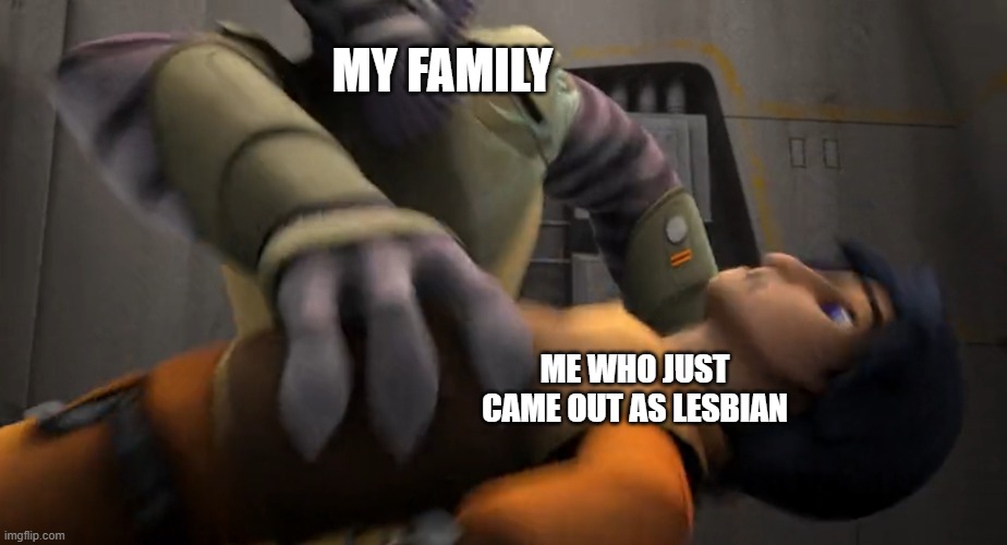 true story bro | MY FAMILY; ME WHO JUST CAME OUT AS LESBIAN | made w/ Imgflip meme maker