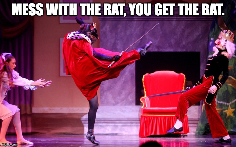 Mom, I wanna to be that one | MESS WITH THE RAT, YOU GET THE BAT. | image tagged in rats,mouse,dancer | made w/ Imgflip meme maker