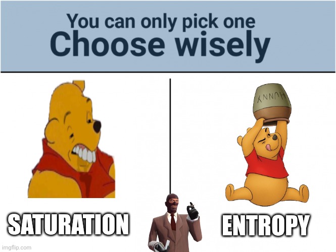 you can pick only one choose wisely | SATURATION; ENTROPY | image tagged in you can pick only one choose wisely | made w/ Imgflip meme maker