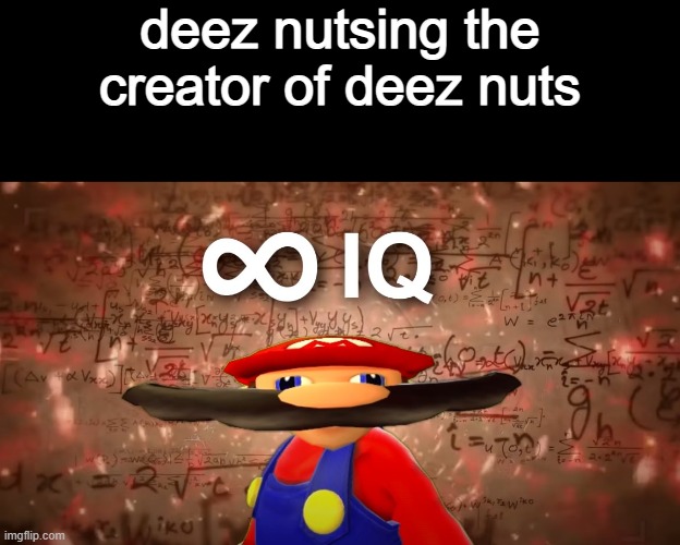 Infinite IQ Mario | deez nutsing the creator of deez nuts | image tagged in infinite iq mario | made w/ Imgflip meme maker