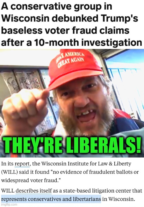 delusional conservatives | image tagged in voter fraud,memes,debunked,wisconsin,conservative hypocrisy,election 2020 | made w/ Imgflip meme maker