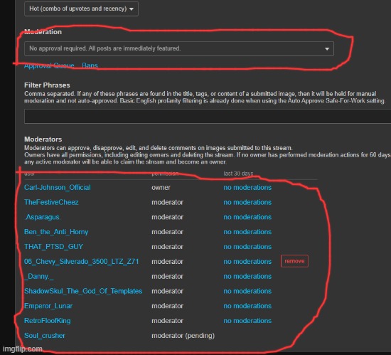 do streams with auto feature even need mods when the stream has like 8 followers | made w/ Imgflip meme maker