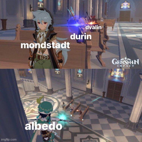 albedo kinda sus tho | image tagged in genshin impact,mondstadt,durin,dvalin,albedo,found on google lol | made w/ Imgflip meme maker