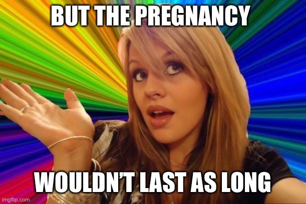 Dumb Blonde Meme | BUT THE PREGNANCY WOULDN’T LAST AS LONG | image tagged in memes,dumb blonde | made w/ Imgflip meme maker
