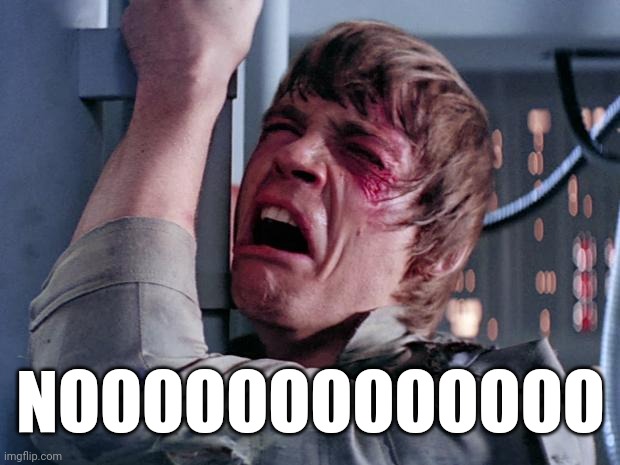 luke nooooo | NOOOOOOOOOOOOO | image tagged in luke nooooo | made w/ Imgflip meme maker