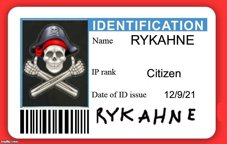 DMV ID Card | RYKAHNE; Citizen; 12/9/21 | image tagged in dmv id card | made w/ Imgflip meme maker