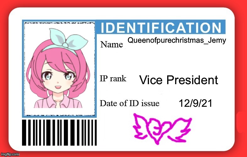 DMV ID Card | Queenofpurechristmas_Jemy; Vice President; 12/9/21 | image tagged in dmv id card | made w/ Imgflip meme maker