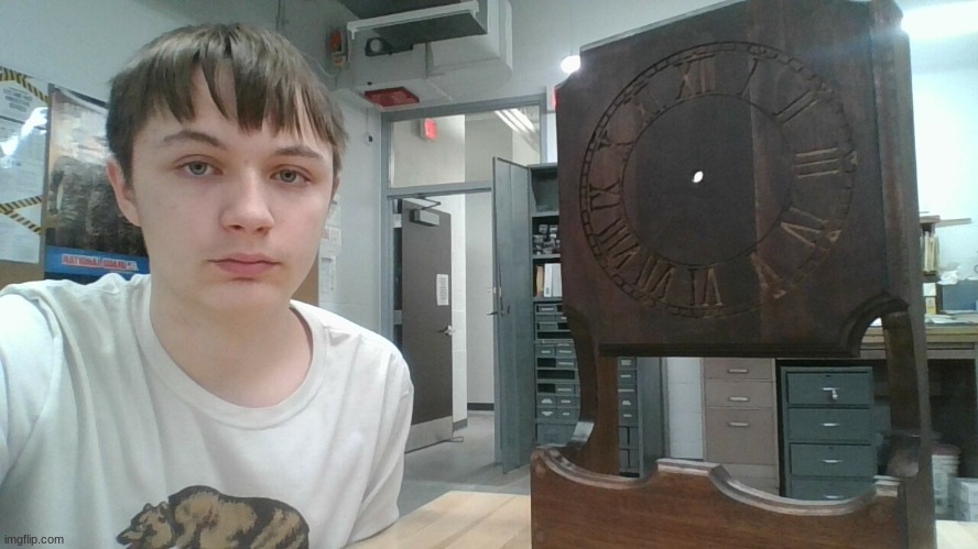 me and my clock project i made in woods class | made w/ Imgflip meme maker