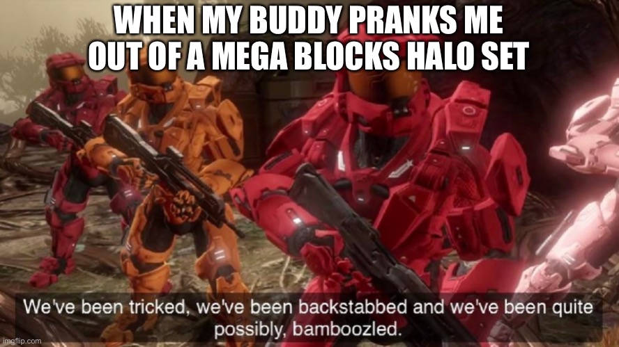 We've been tricked | WHEN MY BUDDY PRANKS ME OUT OF A MEGA BLOCKS HALO SET | image tagged in we've been tricked | made w/ Imgflip meme maker