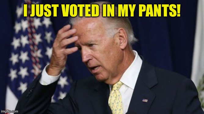 Joe Biden worries | I JUST VOTED IN MY PANTS! | image tagged in joe biden worries | made w/ Imgflip meme maker