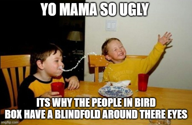 Yo Mamas So Fat Meme | YO MAMA SO UGLY; ITS WHY THE PEOPLE IN BIRD BOX HAVE A BLINDFOLD AROUND THERE EYES | image tagged in memes,yo mamas so fat | made w/ Imgflip meme maker