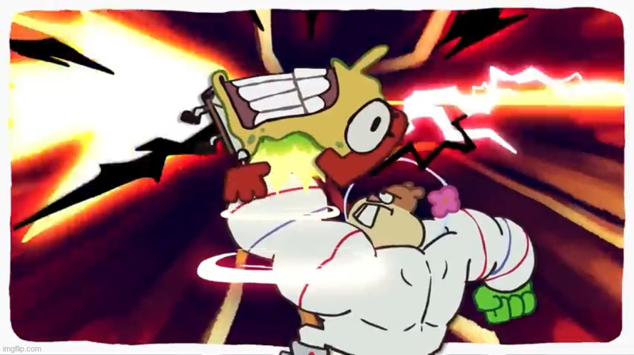 Buff Sandy insta KOs SpongeBob | image tagged in buff sandy insta kos spongebob | made w/ Imgflip meme maker