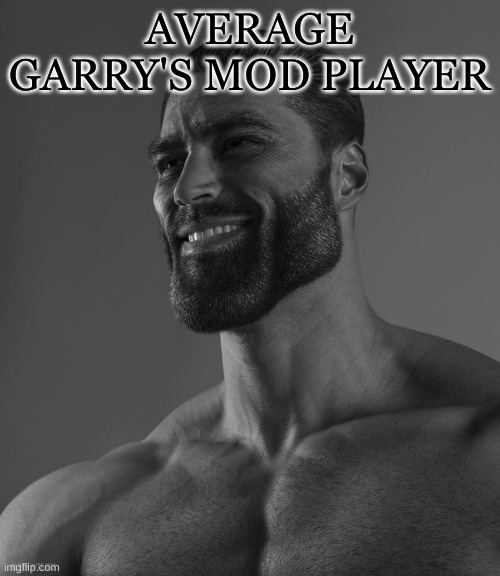 Giga Chad | AVERAGE GARRY'S MOD PLAYER | image tagged in giga chad | made w/ Imgflip meme maker
