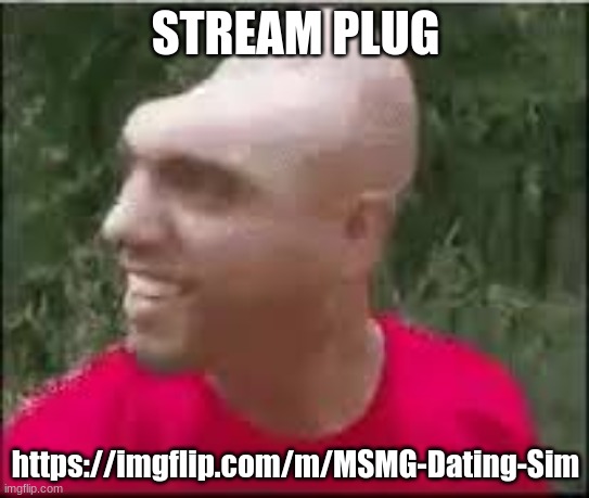 you will die if you go here | STREAM PLUG; https://imgflip.com/m/MSMG-Dating-Sim | image tagged in dishweed | made w/ Imgflip meme maker