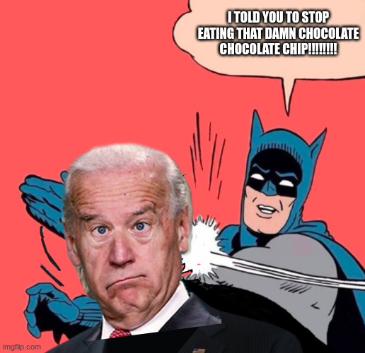 BIDEN BLUNDERED AGAIN | I TOLD YOU TO STOP EATING THAT DAMN CHOCOLATE CHOCOLATE CHIP!!!!!!!! | image tagged in biden blundered again | made w/ Imgflip meme maker