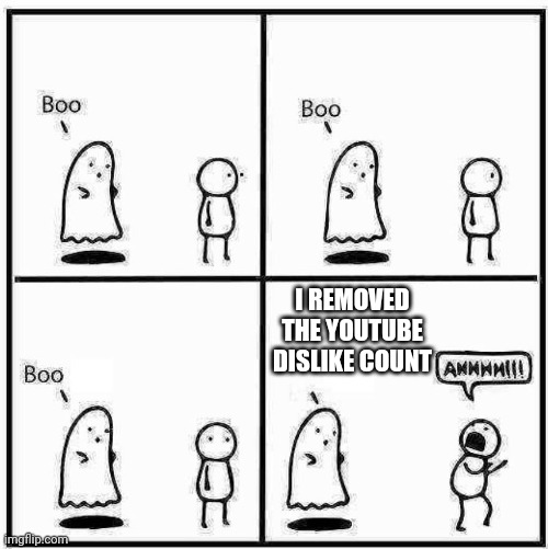 WHY?!?! >:((( | I REMOVED THE YOUTUBE DISLIKE COUNT | image tagged in ghost boo | made w/ Imgflip meme maker