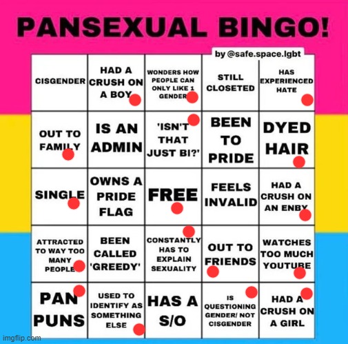 I had fun with the other bingo, so I did another one. | image tagged in pansexual bingo,lgbtq | made w/ Imgflip meme maker