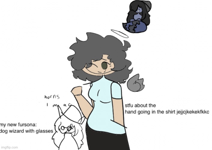 uh so i drew my persona out of boredom and i made a new fursona since people said that it looked like clouds | made w/ Imgflip meme maker