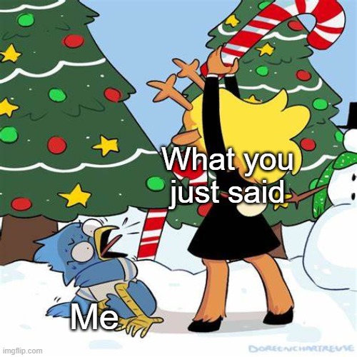 Noelle beating Berdly | What you just said Me | image tagged in noelle beating berdly | made w/ Imgflip meme maker