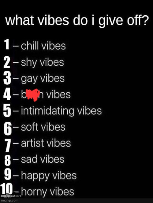 what vibes do i give off? | image tagged in new dumb trend | made w/ Imgflip meme maker