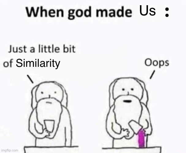 when god made | Us Similarity | image tagged in when god made | made w/ Imgflip meme maker