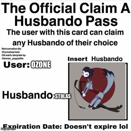 Hehehehe I haven’t done this since I first joined | OZONE; STOLAS | image tagged in claim your husbando | made w/ Imgflip meme maker