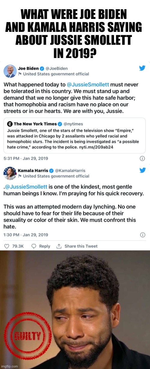 Anti-racists can be racist | WHAT WERE JOE BIDEN 
AND KAMALA HARRIS SAYING 
ABOUT JUSSIE SMOLLETT 
IN 2019? | image tagged in jussie smollett | made w/ Imgflip meme maker