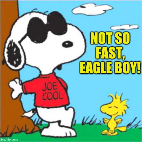 Snoopy Joe Cool | NOT SO FAST, EAGLE BOY! | image tagged in snoopy joe cool | made w/ Imgflip meme maker