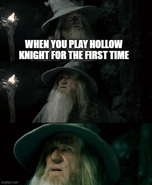 What is this place? | WHEN YOU PLAY HOLLOW KNIGHT FOR THE FIRST TIME | image tagged in memes,confused gandalf | made w/ Imgflip meme maker