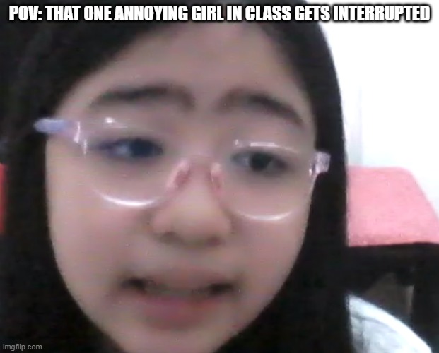 hahaha | POV: THAT ONE ANNOYING GIRL IN CLASS GETS INTERRUPTED | image tagged in certified bruh moment | made w/ Imgflip meme maker
