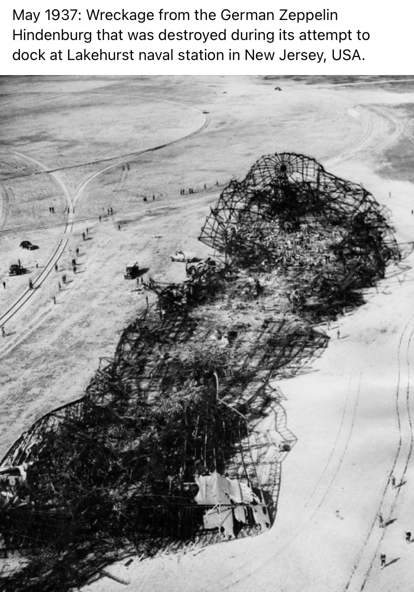 High Quality Wreckage from German zeppelin Hindenburg Blank Meme Template
