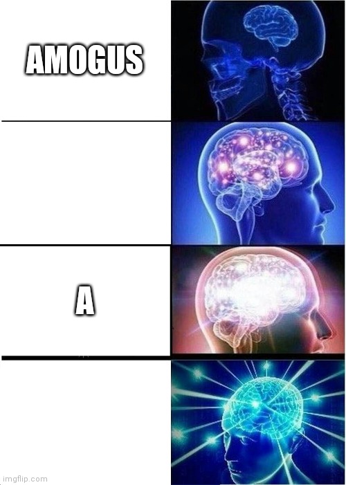 Expanding Brain | AMOGUS; A | image tagged in memes,expanding brain | made w/ Imgflip meme maker