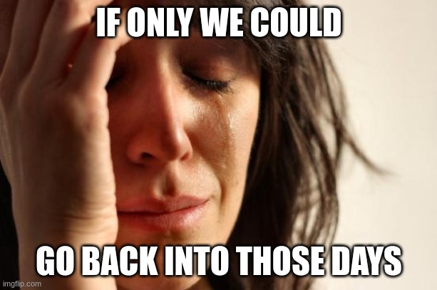 First World Problems Meme | IF ONLY WE COULD GO BACK INTO THOSE DAYS | image tagged in memes,first world problems | made w/ Imgflip meme maker