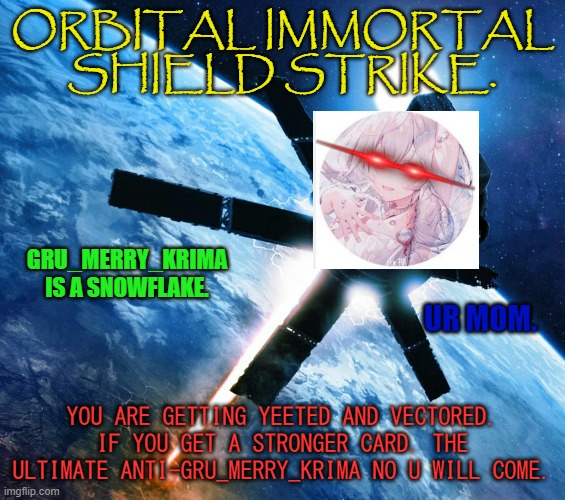 High Quality Orbital Immortal Anti-Gru_Merry_KRIMA Shield Strike. Blank Meme Template