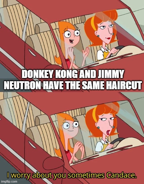 I worry about you sometimes Candace |  DONKEY KONG AND JIMMY NEUTRON HAVE THE SAME HAIRCUT | image tagged in i worry about you sometimes candace | made w/ Imgflip meme maker