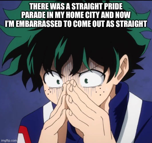 It was the dumbest thing. The past two thousand years have been a straight pride parade. | THERE WAS A STRAIGHT PRIDE PARADE IN MY HOME CITY AND NOW I’M EMBARRASSED TO COME OUT AS STRAIGHT | image tagged in suffering deku,lgbtq | made w/ Imgflip meme maker