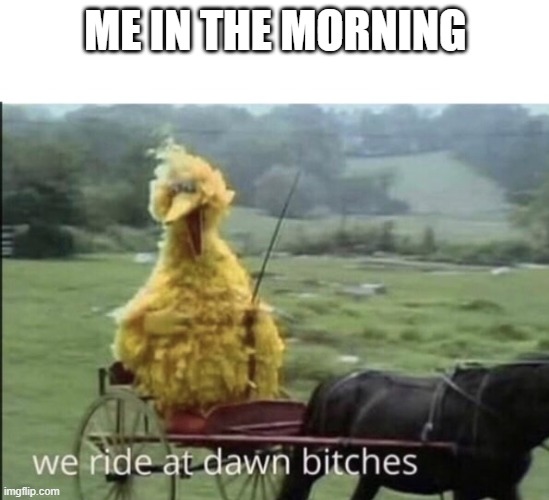 remember what to do | ME IN THE MORNING | image tagged in we ride at dawn bitches | made w/ Imgflip meme maker
