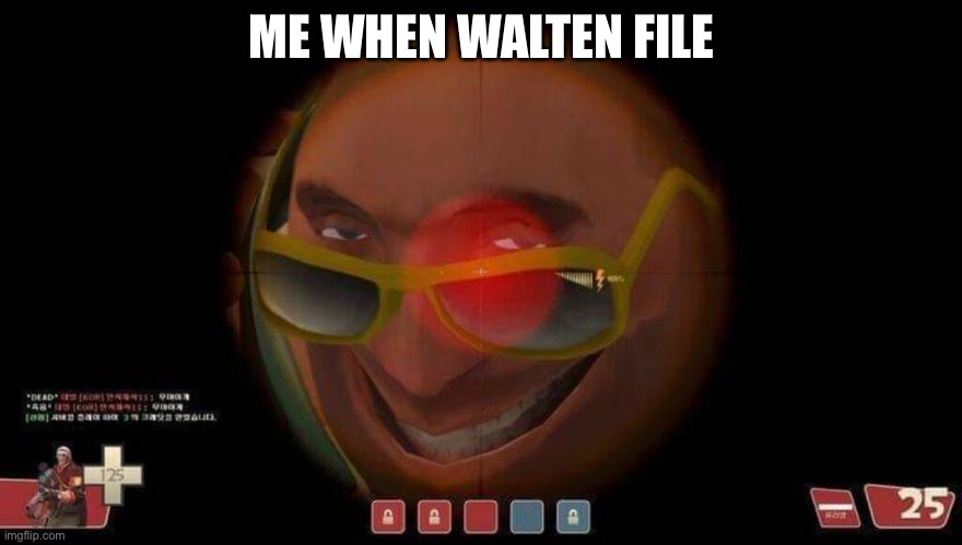 sexo | ME WHEN WALTEN FILE | image tagged in sexo | made w/ Imgflip meme maker