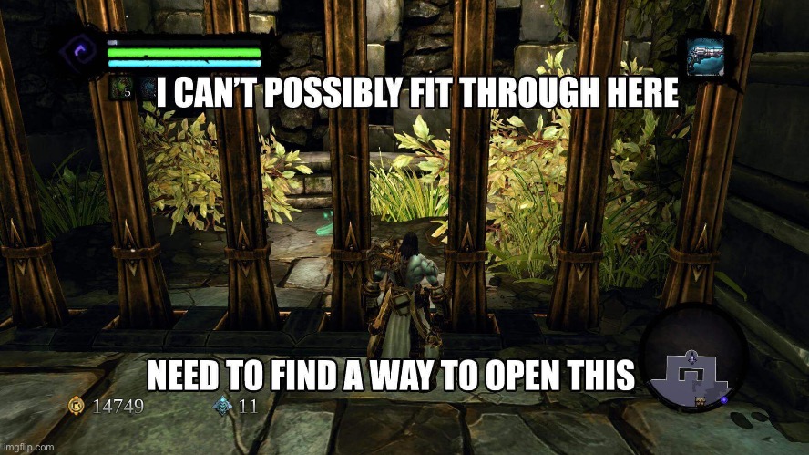 I can’t possibly fit though here (videogame meme) | image tagged in funny memes,videogame meme,best memes | made w/ Imgflip meme maker