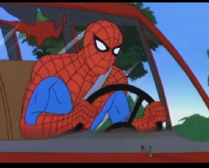 Spiderman driving Blank Meme Template