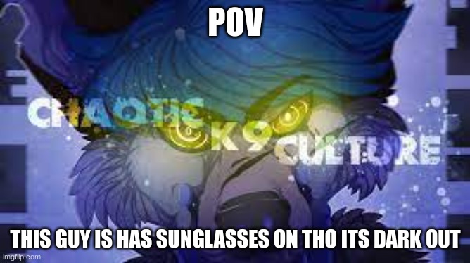 and yes, i am a Ck9c fan | POV; THIS GUY IS HAS SUNGLASSES ON THO ITS DARK OUT | made w/ Imgflip meme maker