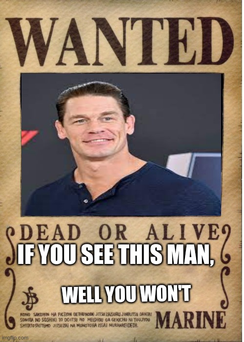 cant see him | IF YOU SEE THIS MAN, WELL YOU WON'T | image tagged in one piece wanted poster template | made w/ Imgflip meme maker